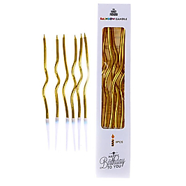 Kıvrımlı Gold Mum 16cm 6 Adet