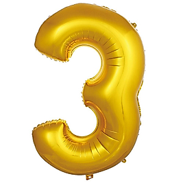 3 Rakamlı Folyo Balon Gold Renk 40 Inç 100 Cm