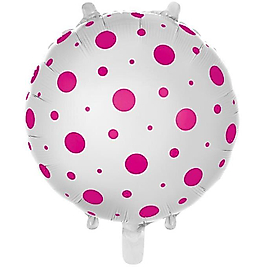 18 İnc Yuvarlak Puanlı Pembe Folyo Balon 43*43