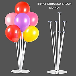 7 Li Balon Standı Beyaz