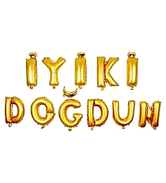 İyi Ki Doğdun 11 Parça Harf Folyo Balon Seti Gold 40 cm