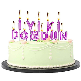 Lüks İyiki Doğdun Yazılı Doğum Günü Mum Seti Pembe