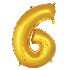 6 Rakamlı Folyo Balon Gold Renk 40 Inç 100 Cm