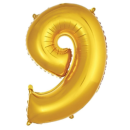 9 Rakamlı Folyo Balon Gold Renk 40 Inç 100 Cm