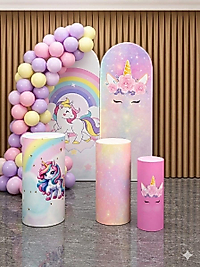 Unicorn Temalı İkili Doğum Günü Dekoru + 50 adet Balon